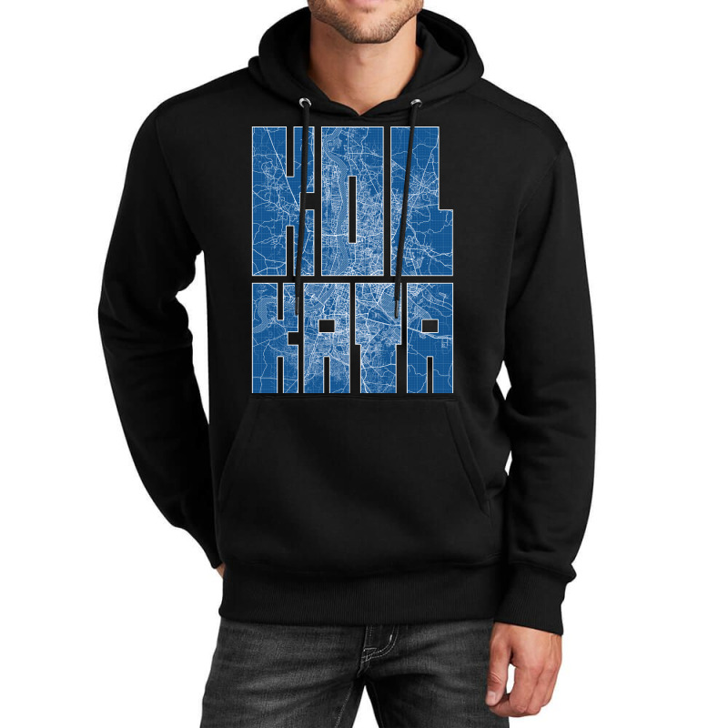 Kolkata India City Map Typography Blueprint Unisex Hoodie | Artistshot