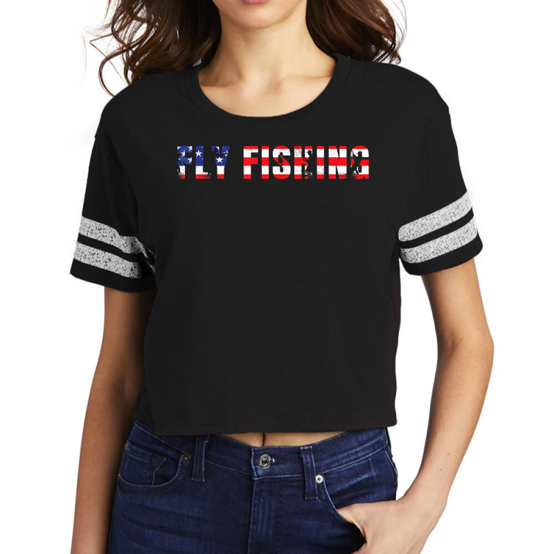 Fly Fishing American Flag Patriotic Art Work T Shirt Scorecard Crop Tee by benoirme | Artistshot