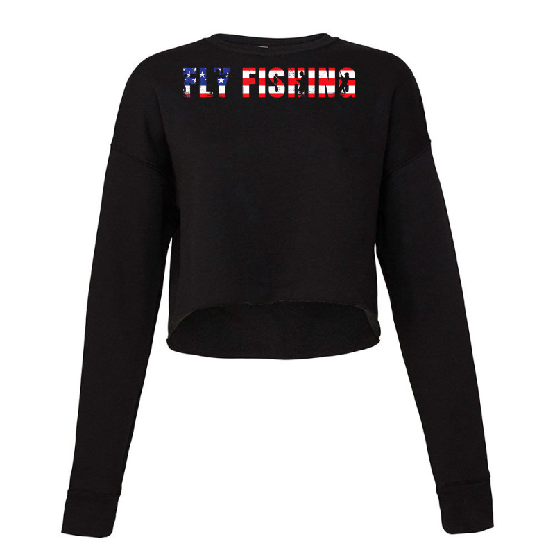 Fly Fishing American Flag Patriotic Art Work T Shirt Cropped Sweater by benoirme | Artistshot