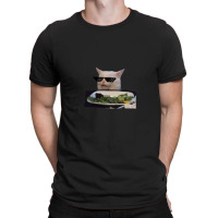 Lady Yelling At Cat Meme With Glasses Reaction Sticker 1.png T-shirt | Artistshot