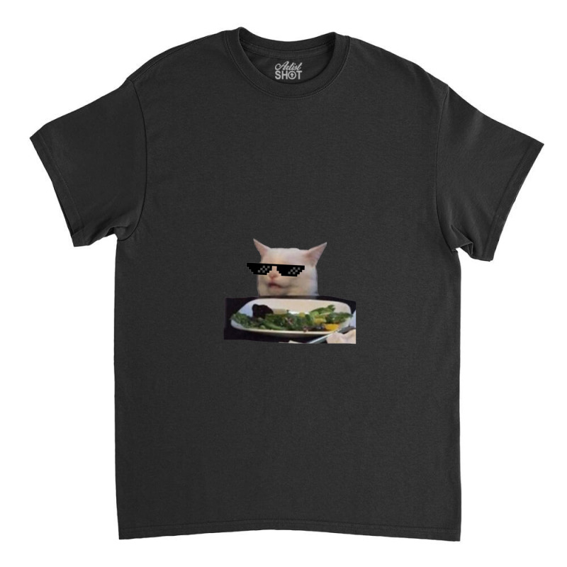 Lady Yelling At Cat Meme With Glasses Reaction Sticker 1.png Classic T-shirt by PamzieAdams | Artistshot