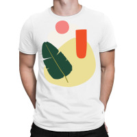 Minimalism Abstract Forms With Tropical Babana Leaf And Peach Colors H T-shirt | Artistshot