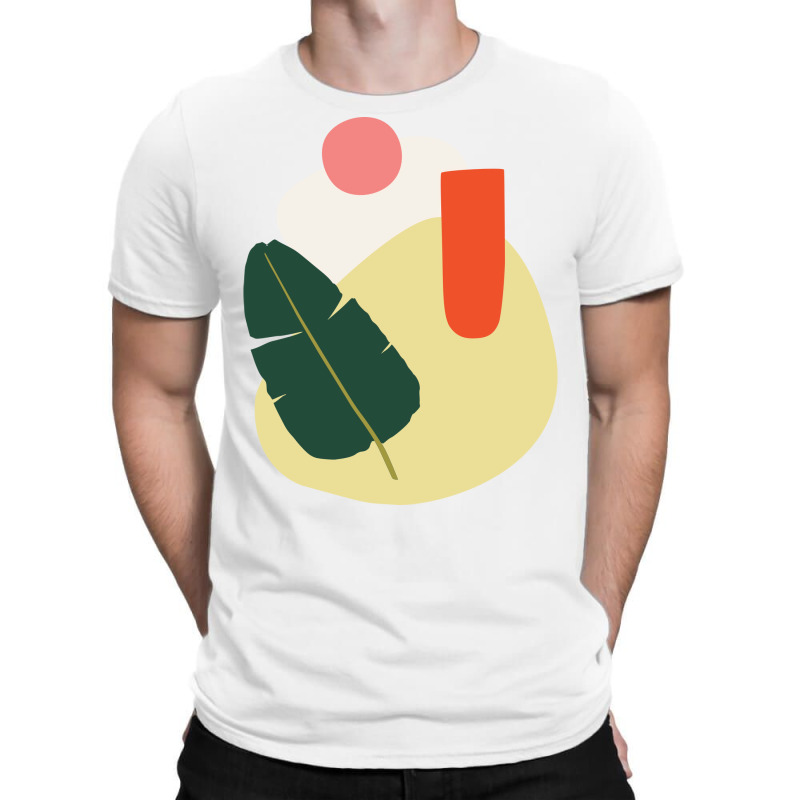 Minimalism Abstract Forms With Tropical Babana Leaf And Peach Colors H T-shirt | Artistshot