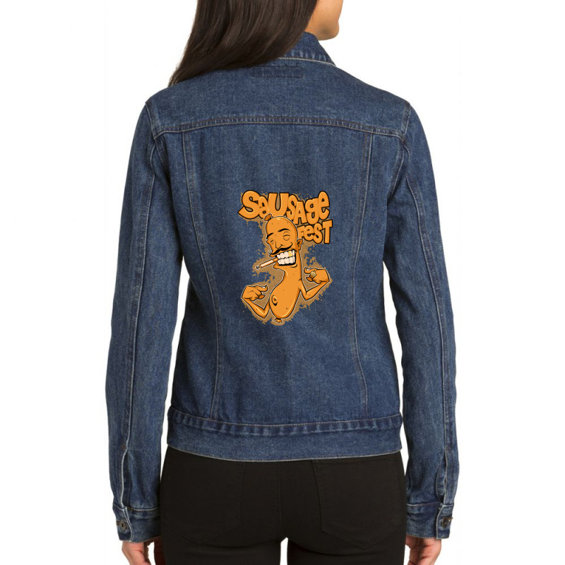 Sausage T-shirt Casing Graphy Smoking.png Ladies Denim Jacket by AmyHogan | Artistshot