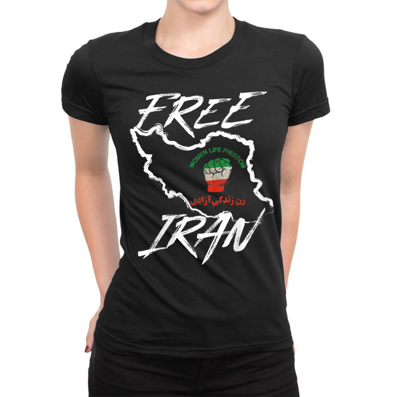 Women Life Freedom Zan Zendegi Azadi Farsi Support Iran T Shirt Ladies Fitted T-Shirt by bettincam | Artistshot