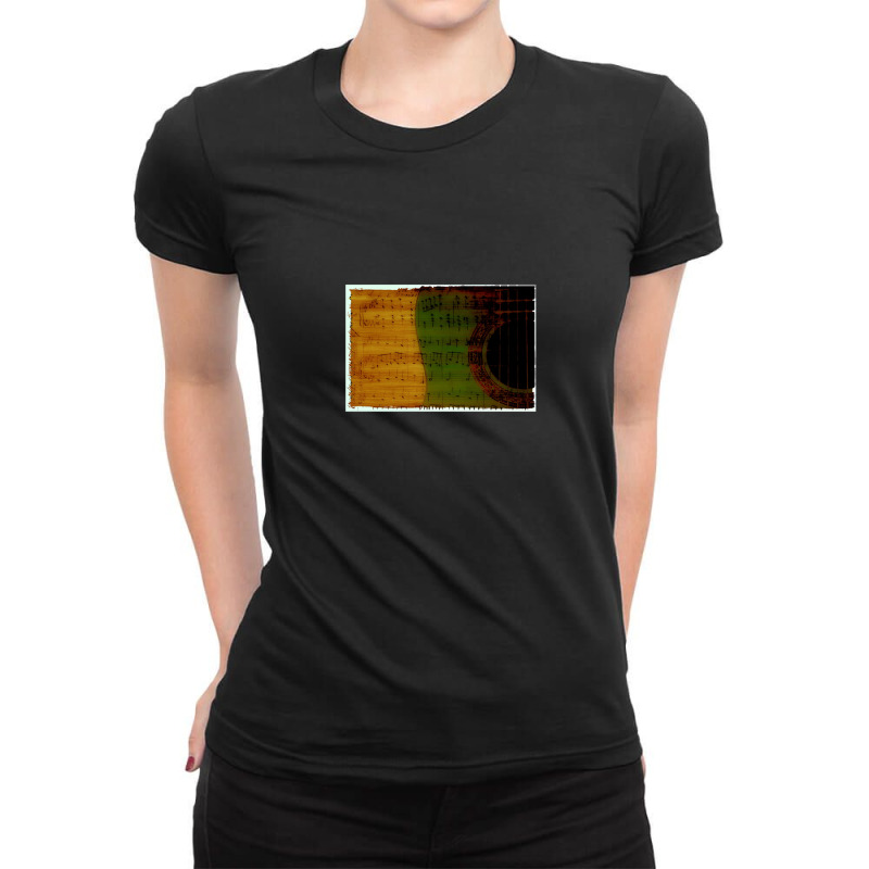 Guitar And Musical Notes Ladies Fitted T-Shirt by ChristineErevelles | Artistshot