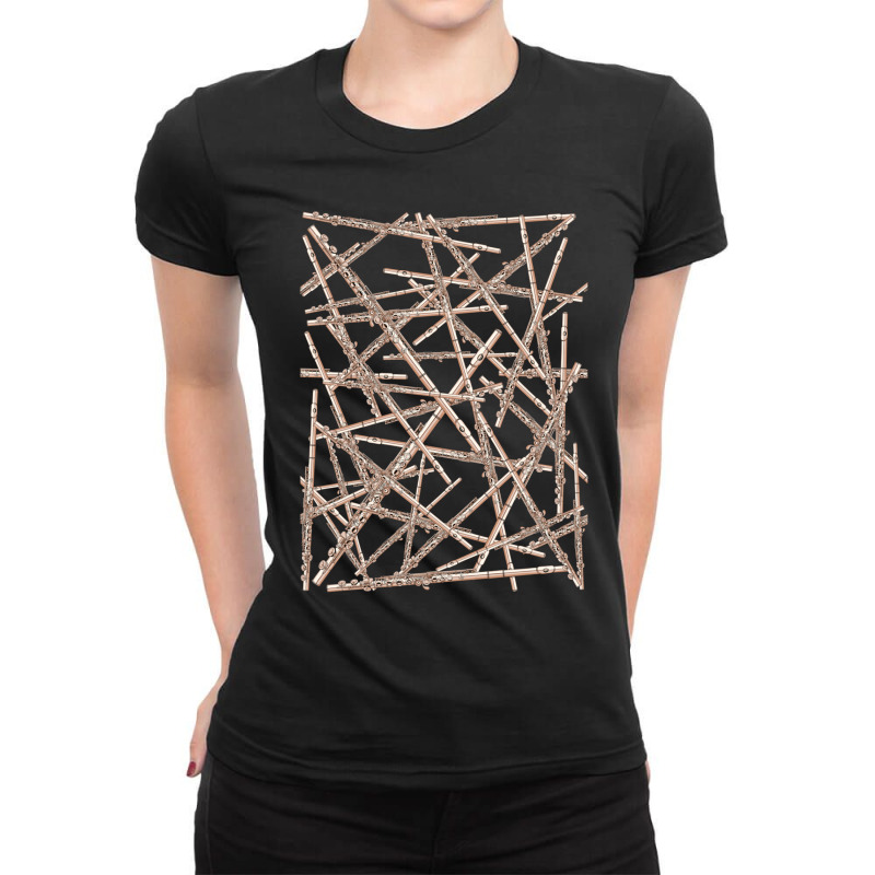 Flute Musical Instrument Pattern Natural Ladies Fitted T-Shirt by CHARLOTTELYNNTAYLOR | Artistshot