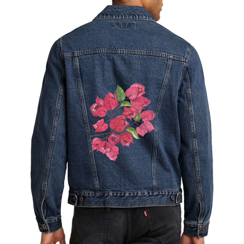 Bougainvillea On Black Men Denim Jacket by TerryPhelps | Artistshot