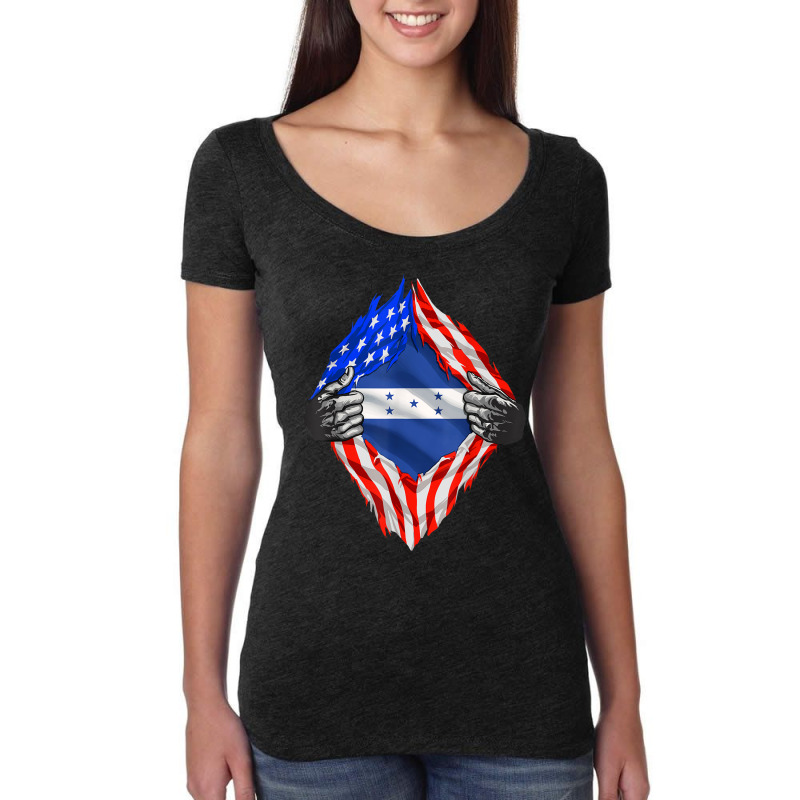 Super Honduran Heritage Proud Honduras Roots Usa Flag Women's Triblend Scoop T-shirt by VictorMRodriguez | Artistshot