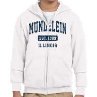 Mundelein Illinois Il Vintage Athletic Sports Design T Shirt Youth Zipper Hoodie | Artistshot