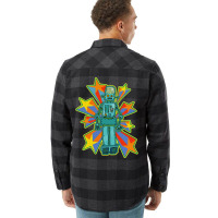 Super Cool Blue Robot With Shooting Stars Flannel Shirt | Artistshot