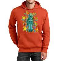 Super Cool Blue Robot With Shooting Stars Unisex Hoodie | Artistshot