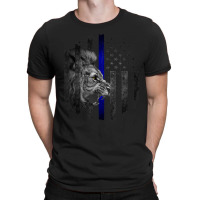 Thin Blue Line Distressed Police Powerful Lion Warrior Shirt T-shirt | Artistshot