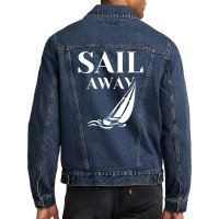 Sail Away Sailboat Funny Men Denim Jacket | Artistshot