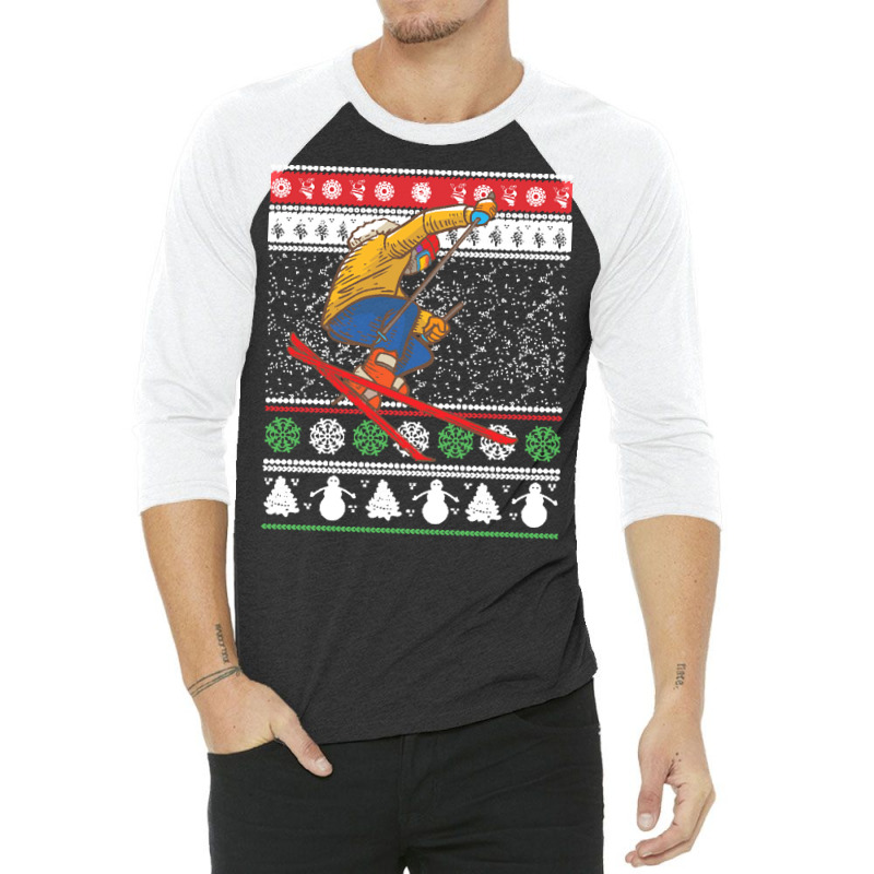 Skiing T  Shirt Skiing Ugly Christmas T  Shirt 3/4 Sleeve Shirt | Artistshot