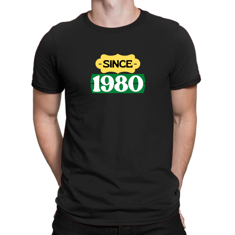 Since 1980 Birthday Retro Black Yellow Green White T-shirt | Artistshot