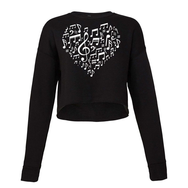 Heart Shape Musical Notes Music Lovers Gifts Valentines Day T Shirt Cropped Sweater by berkenby | Artistshot