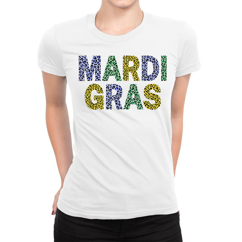 Funny Mardi Gras Carnival Parade Purple Green Gold Leopard T Shirt Ladies Fitted T-Shirt by linbere | Artistshot