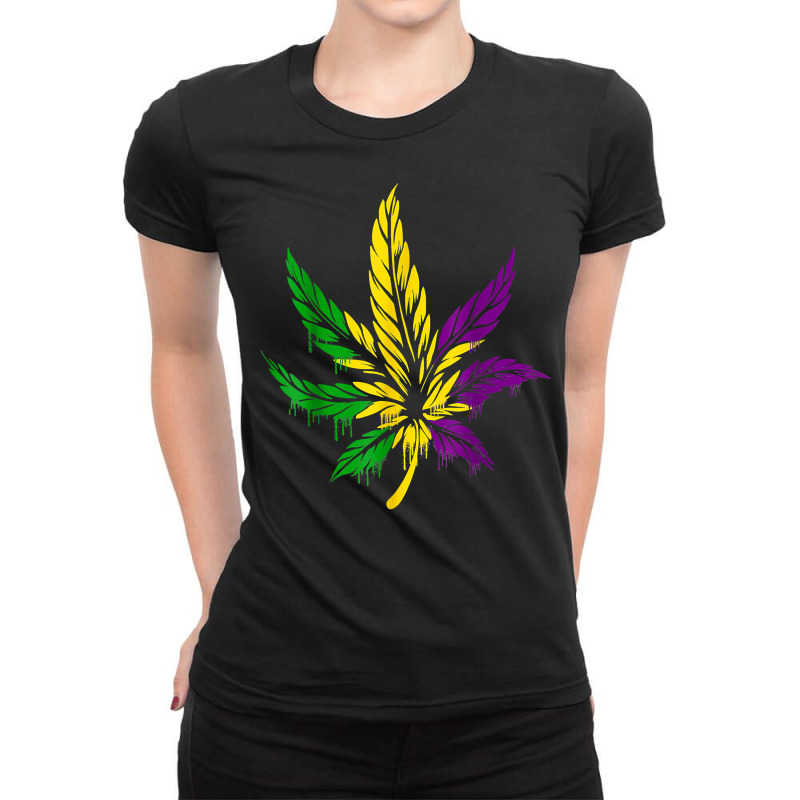 Funny Marijuana Smoker Mardi Gras Carnival Party Parade T Shirt Ladies Fitted T-Shirt by linbere | Artistshot