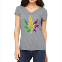 Funny Marijuana Smoker Mardi Gras Carnival Party Parade T Shirt Women's V-neck T-shirt | Artistshot