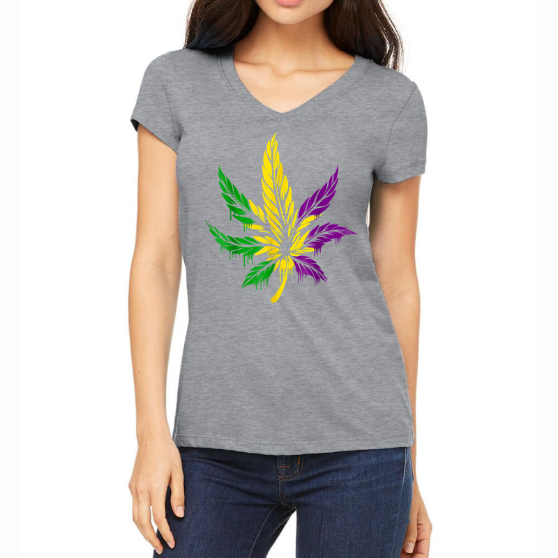 Funny Marijuana Smoker Mardi Gras Carnival Party Parade T Shirt Women's V-Neck T-Shirt by linbere | Artistshot