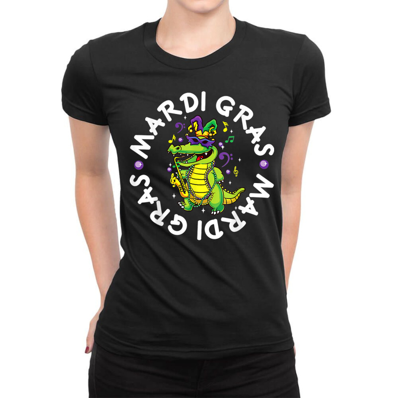 Funny Carnival Alligator Mardi Gras 2023 Parade Party Gifts T Shirt Ladies Fitted T-Shirt by pearleql2katnik | Artistshot