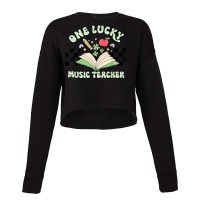 Groovy St Patricks Day Shamrock One Lucky Music Teacher T Shirt Cropped Sweater | Artistshot