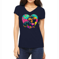 I Love My Dachshund Sausage Dog Valentines Weenie T Shirt Women's V-neck T-shirt | Artistshot