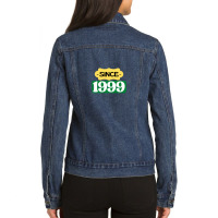 Since 1999 Birthday Retro Black Yellow Green White Ladies Denim Jacket | Artistshot