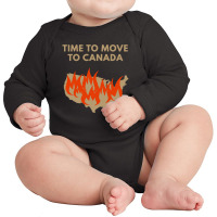 Time To Move To Canada Anti Long Sleeve Baby Bodysuit | Artistshot