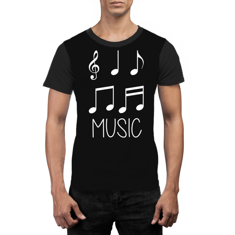 Music Notes Black And White 1 Graphic T-shirt by HakimMohamed | Artistshot