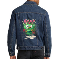 Cartoon Cute Confused Green Horn Monster Boo Men Denim Jacket | Artistshot