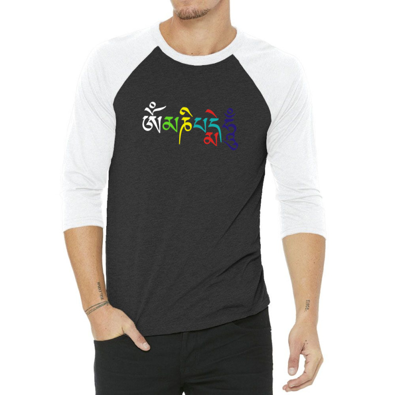 Om Mani Padme Hum- Buddhist Mantra Design 3/4 Sleeve Shirt by JustinWinecoff | Artistshot