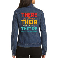 There A Place Their Has A Face Grammar Language T Shirt Ladies Denim Jacket | Artistshot