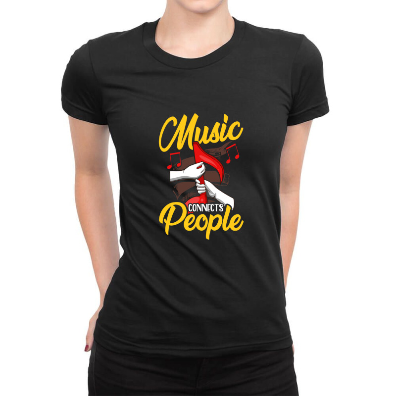 Music Teacher Note Music Notes Connects People Gift Ladies Fitted T-Shirt by HakimMohamed | Artistshot