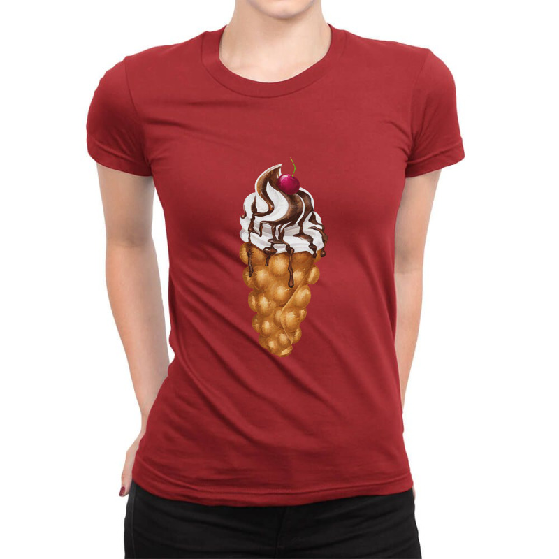 Bubble Waffle Ice Cream Ladies Fitted T-Shirt by semartahu | Artistshot