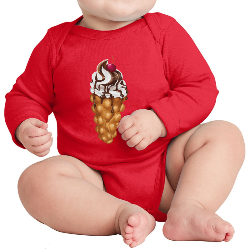 Bubble Waffle Ice Cream Long Sleeve Baby Bodysuit by semartahu | Artistshot