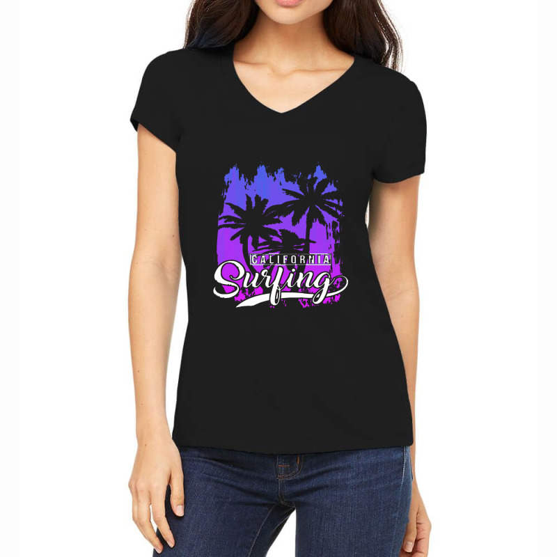 California Surfing Women's V-Neck T-Shirt by semartahu | Artistshot