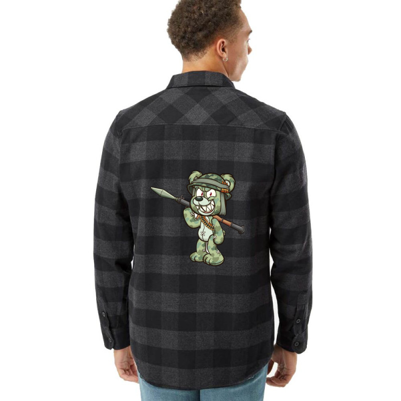 Cartoon Soldier Bear Flannel Shirt | Artistshot