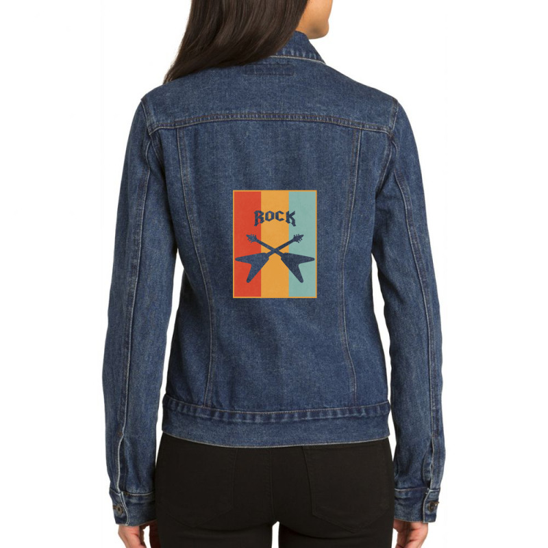 Rock Music Rock Guitar Instrument Music Ladies Denim Jacket by KevinKennemore | Artistshot