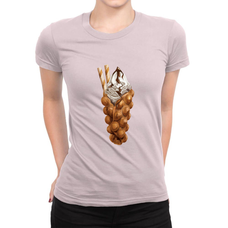 Eggette Bubble Waffle Vanilla Ice Cream,egg Bubble Waffle Van Ladies Fitted T-Shirt by marinah | Artistshot