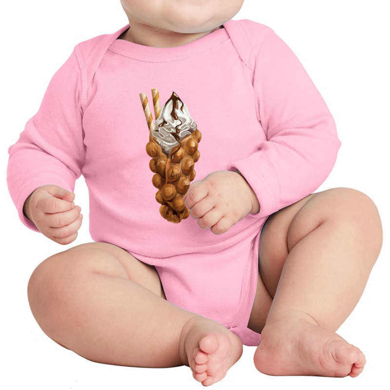 Eggette Bubble Waffle Vanilla Ice Cream,egg Bubble Waffle Van Long Sleeve Baby Bodysuit by marinah | Artistshot