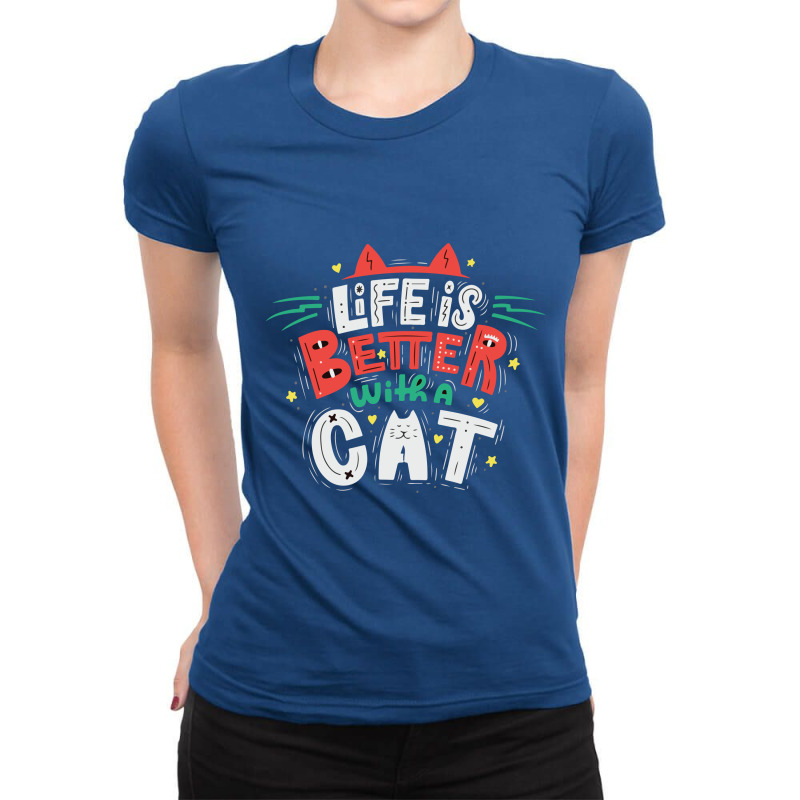 Pets Life Is Better With A Cat Ladies Fitted T-Shirt by Perfect Designers | Artistshot