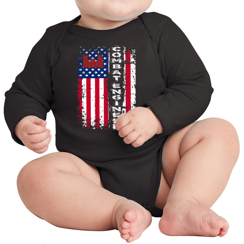 Combat Engineer Distressed American Long Sleeve Baby Bodysuit by AdeArt | Artistshot