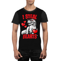 Boys Valentines Day Kids Dinosaur T Rex Lover I Steal Hearts Graphic T-shirt | Artistshot