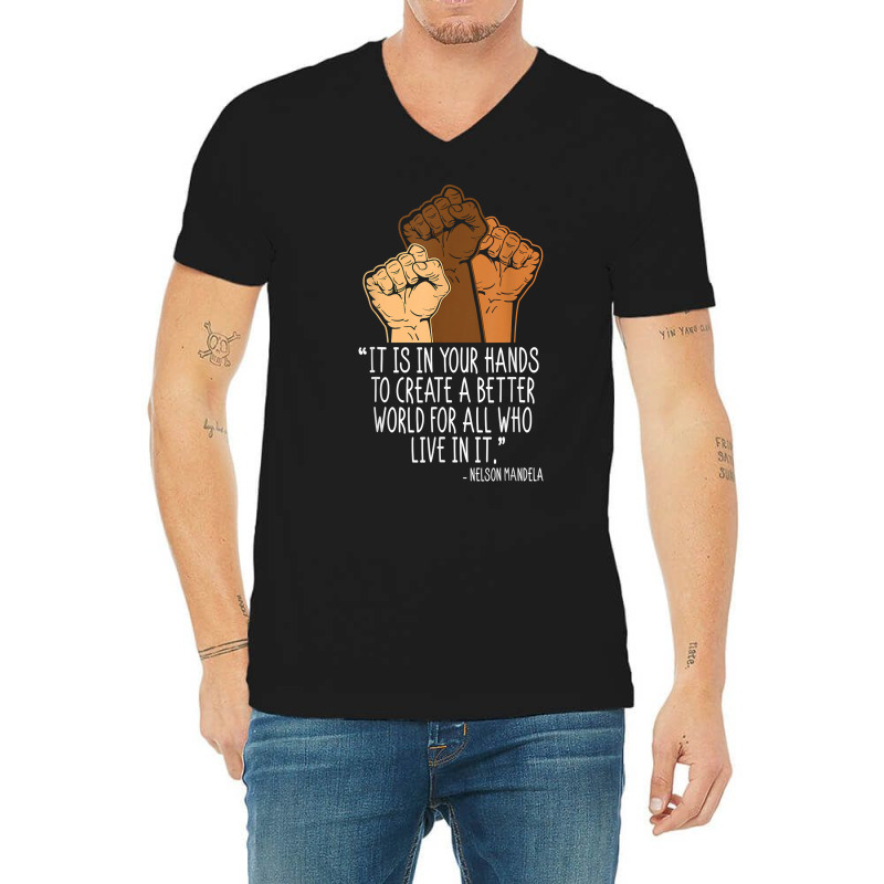 Your Hands Create Better World Black History Month Melanin T Shirt V-neck Tee | Artistshot