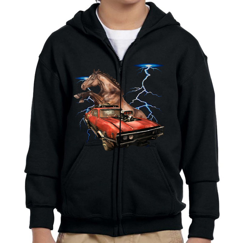 American Muscle Cars - Thunderstorm Car - Auto Mechanic Gift Youth Zipper Hoodie by RachelRenePeckham | Artistshot