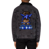 Colon Cancer Warrior Afro Messy Bun Unisex Sherpa-lined Denim Jacket | Artistshot