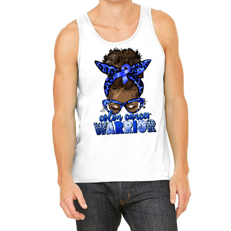 Colon Cancer Warrior Afro Messy Bun Tank Top | Artistshot