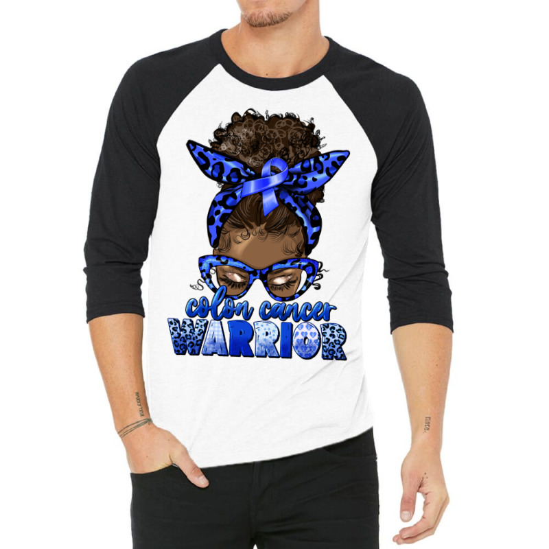 Colon Cancer Warrior Afro Messy Bun 3/4 Sleeve Shirt | Artistshot